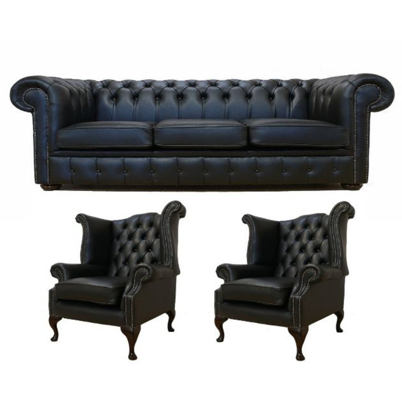 Rosalind Wheeler Silwell 3 Piece Leather Sofa Set Wayfair.co.uk